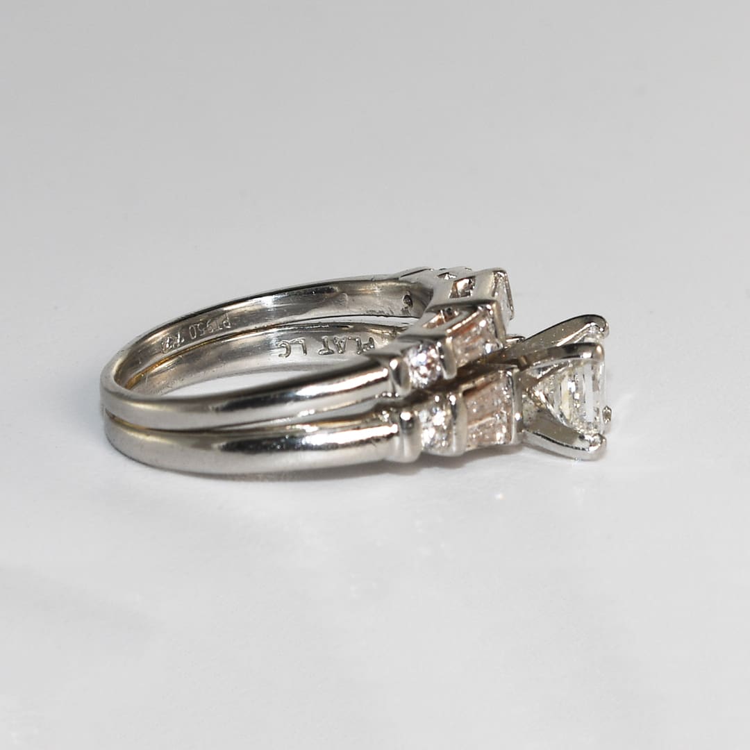 Platinum AIG Graded Princess Cut Diamond Engagement Ring & Band – Size 5 - Image 3