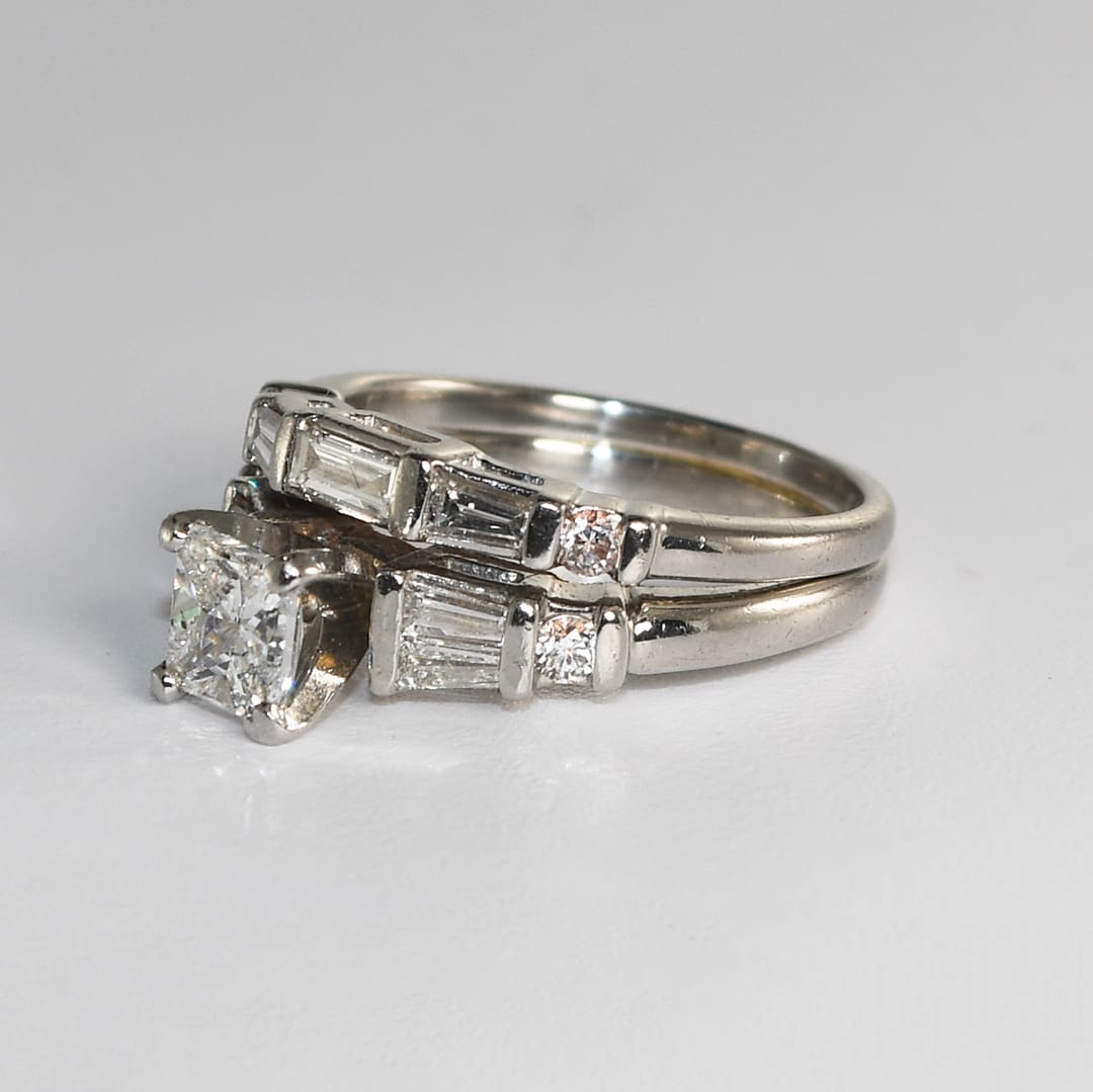 Platinum AIG Graded Princess Cut Diamond Engagement Ring & Band – Size 5 - Image 6