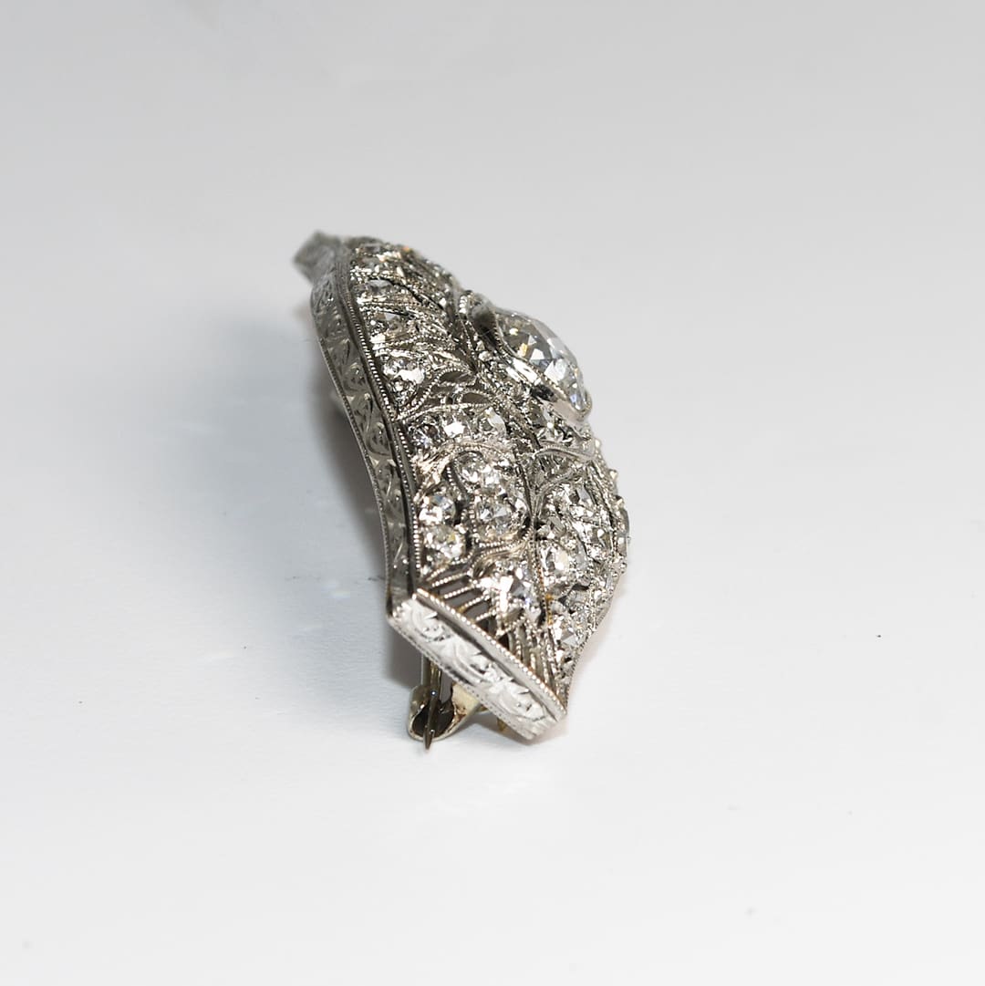 Antique Platinum & Diamond Brooch 1.24ct - Image 2