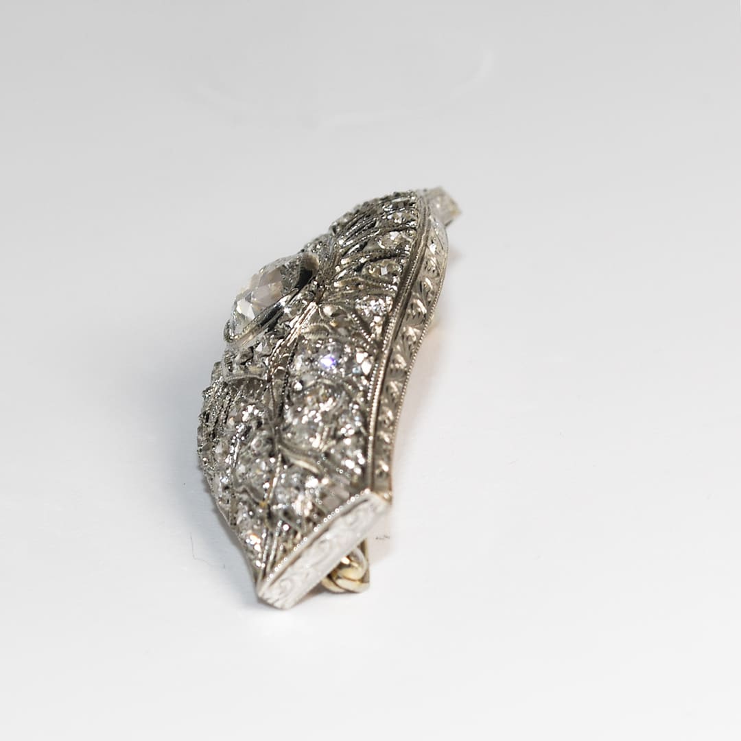 Antique Platinum & Diamond Brooch 1.24ct - Image 4