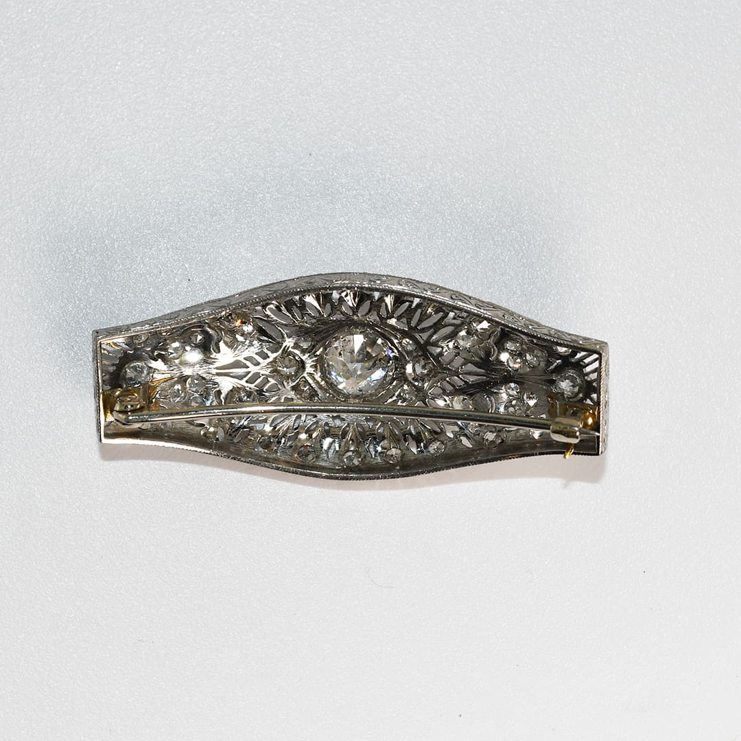Antique Platinum & Diamond Brooch 1.24ct - Image 5