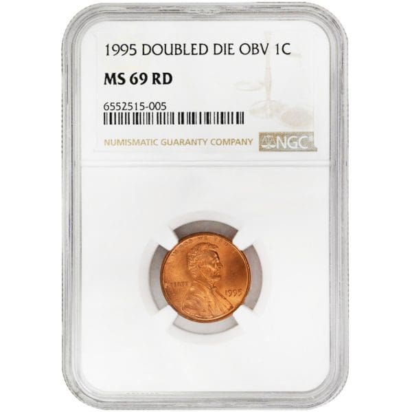 1995 1C Doubled Die Obverse, RD Lincoln Cent (Modern), NGC MS69RD