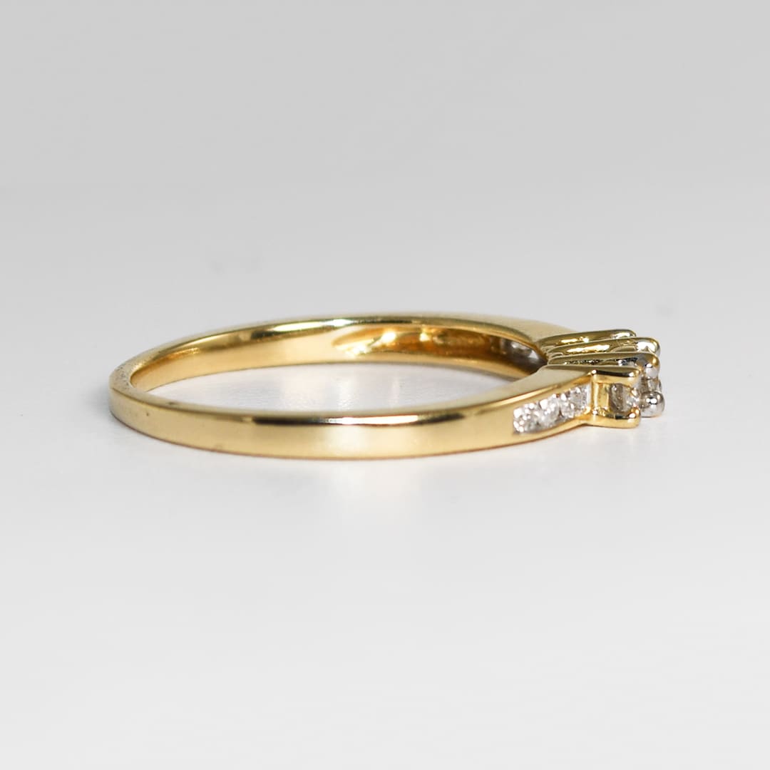 14K Yellow Gold Three-Stone Diamond Engagement Ring 0.30ct - Image 3