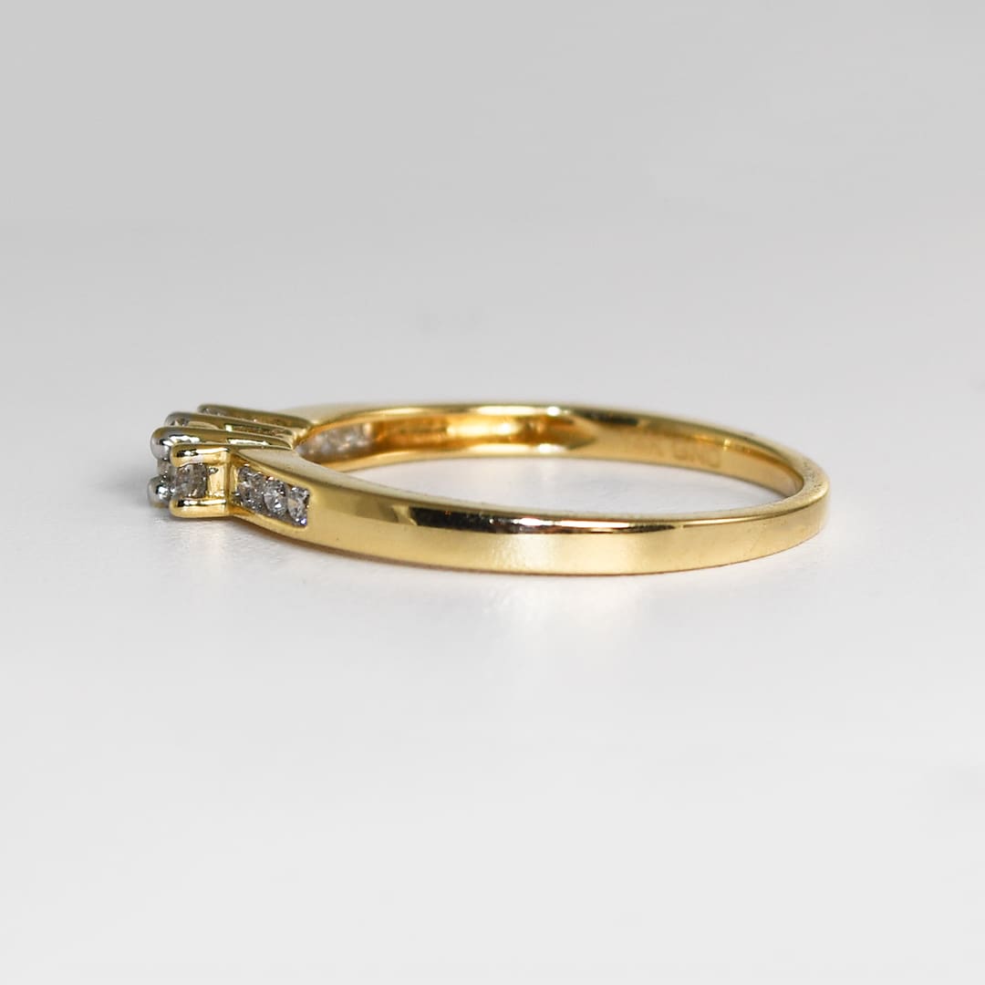 14K Yellow Gold Three-Stone Diamond Engagement Ring 0.30ct - Image 5