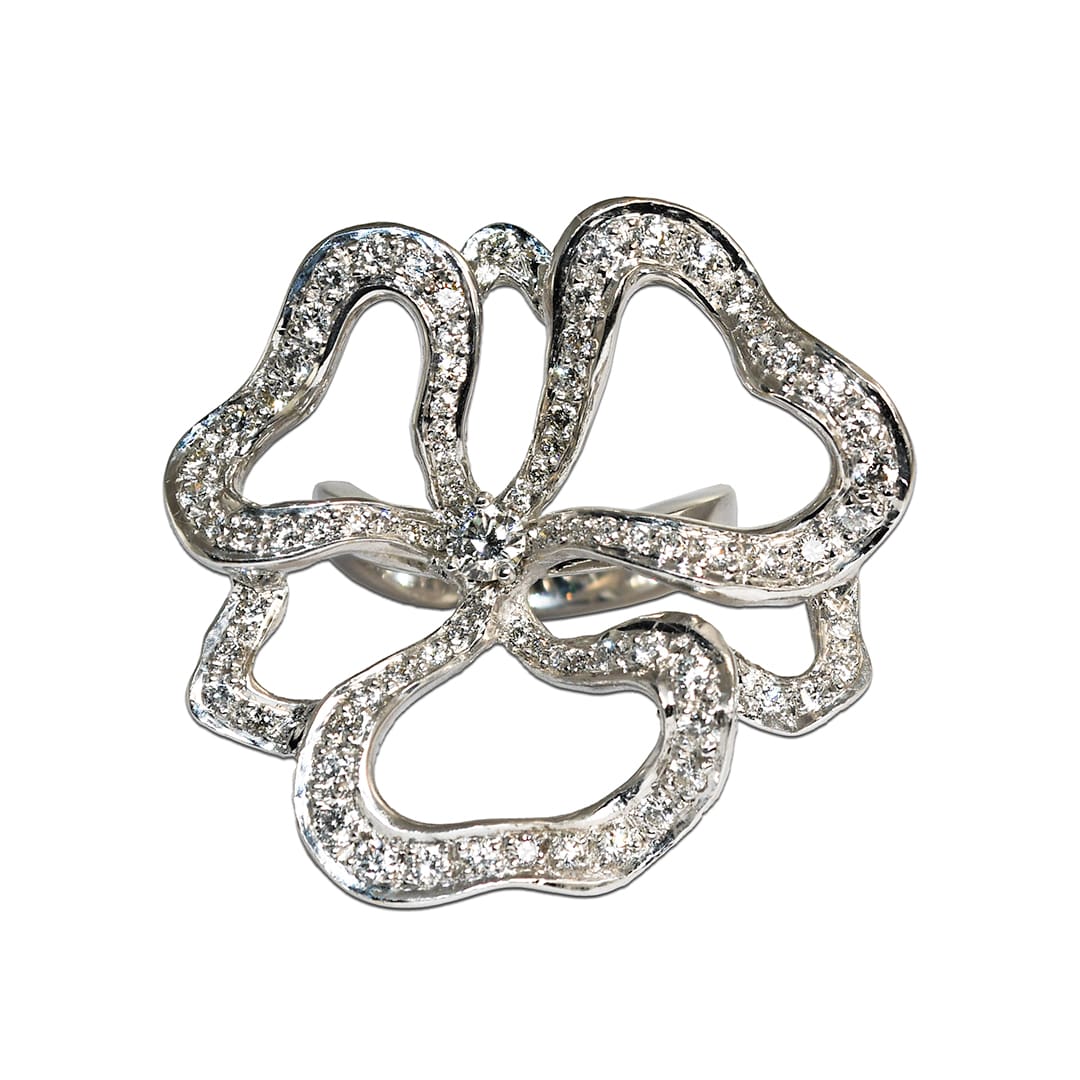 Diamond Rings With Ribbons Diamond Ribbon Ring in 18K White Gold