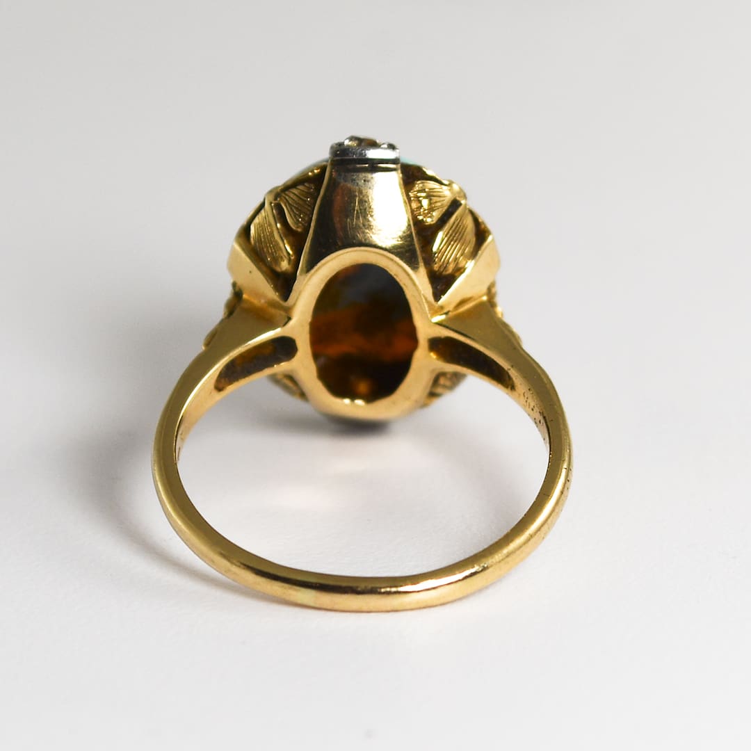 14K Yellow Gold Vintage Opal Ring 3.5g - Image 4