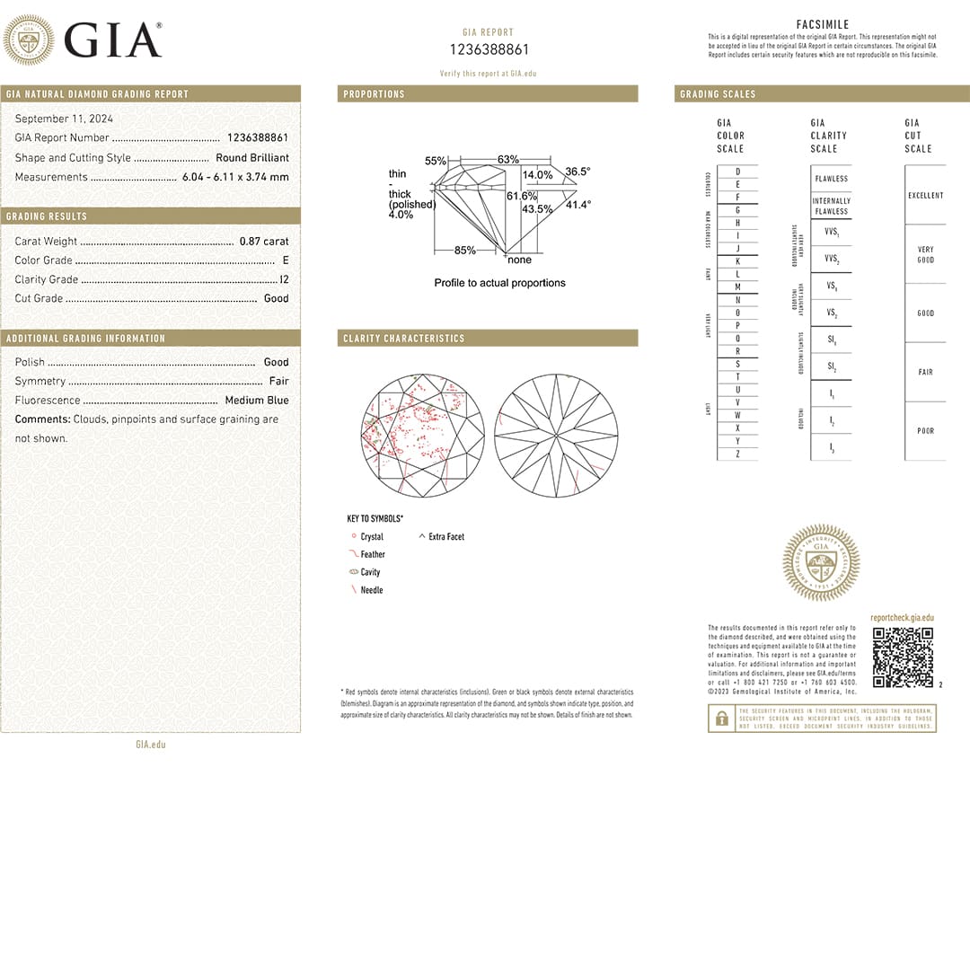 GIA Certified Round Brilliant Cut Loose Diamond 0.87ct - Image 5