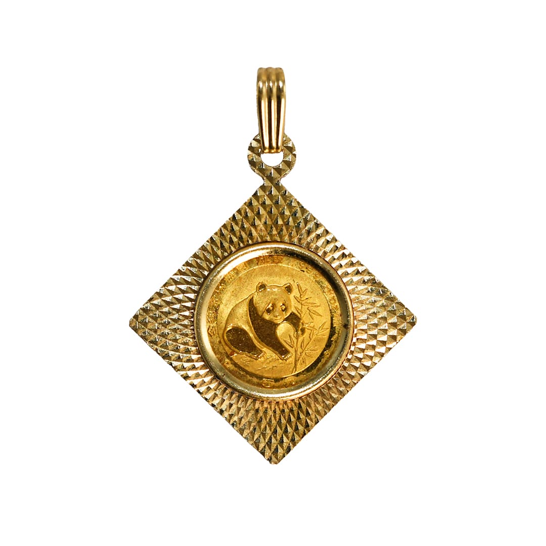 Gold Panda Coin Pendant