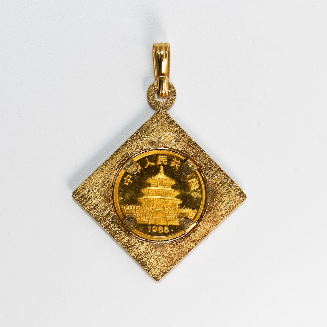 14K Yellow Gold 1/20 Gold Panda Coin Pendant 3.6g - Image 2