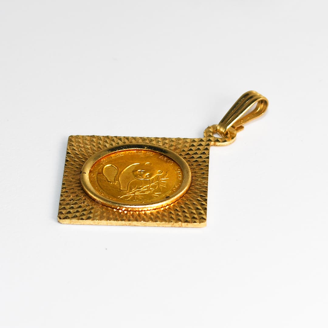 14K Yellow Gold 1/20 Gold Panda Coin Pendant 3.6g - Image 3