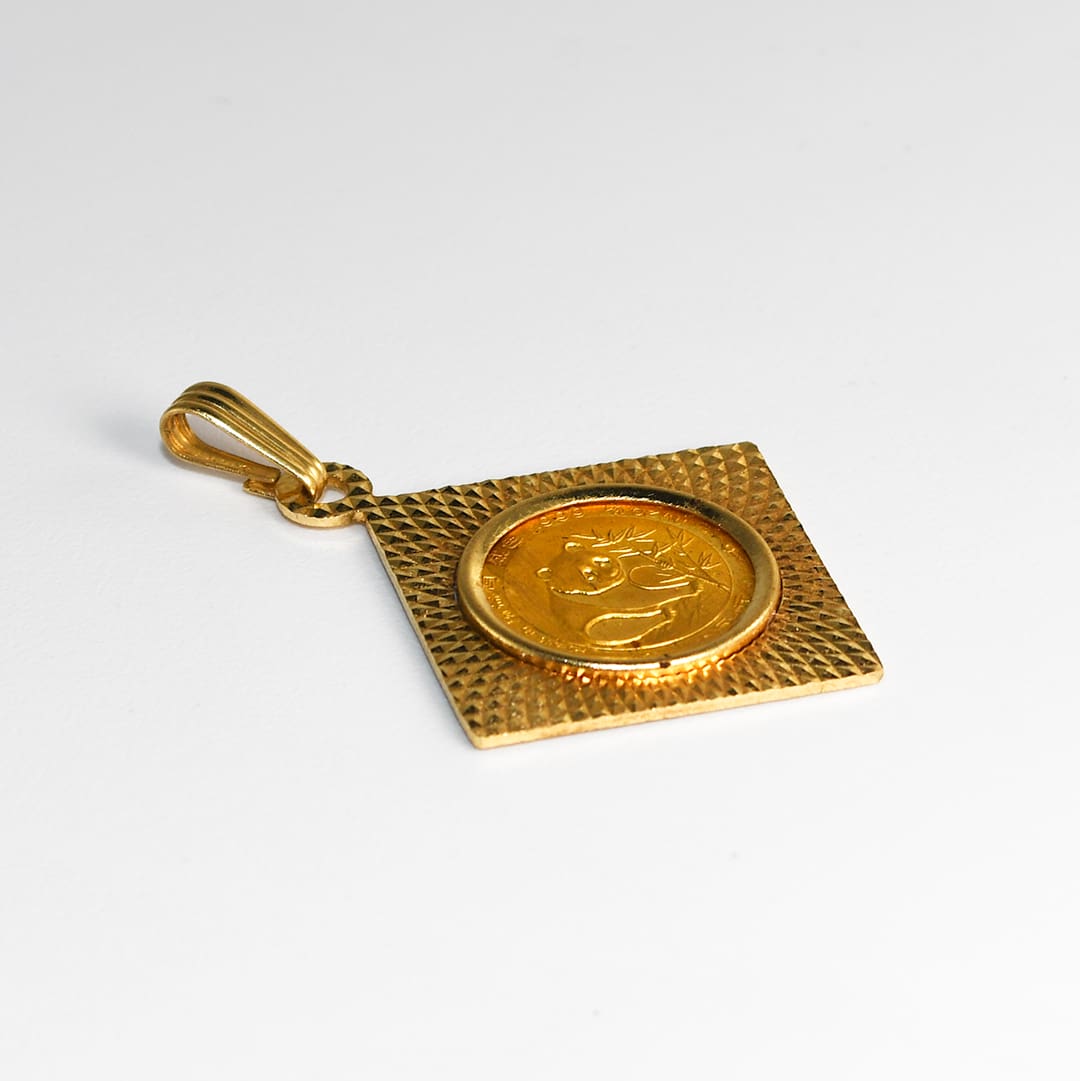 14K Yellow Gold 1/20 Gold Panda Coin Pendant 3.6g - Image 4