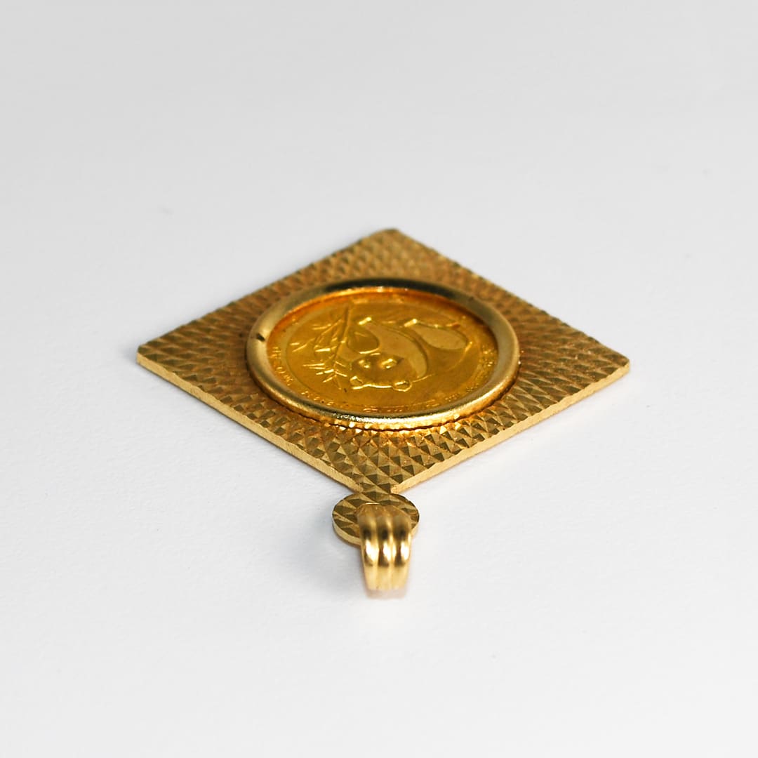 14K Yellow Gold 1/20 Gold Panda Coin Pendant 3.6g - Image 5