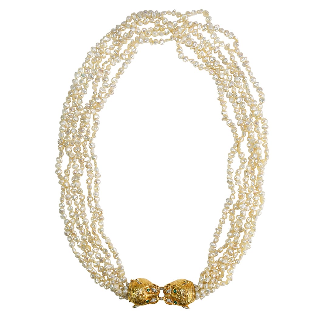 Tiger Freshwater Pearl Necklace in 18K Yellow Gold - Main Image