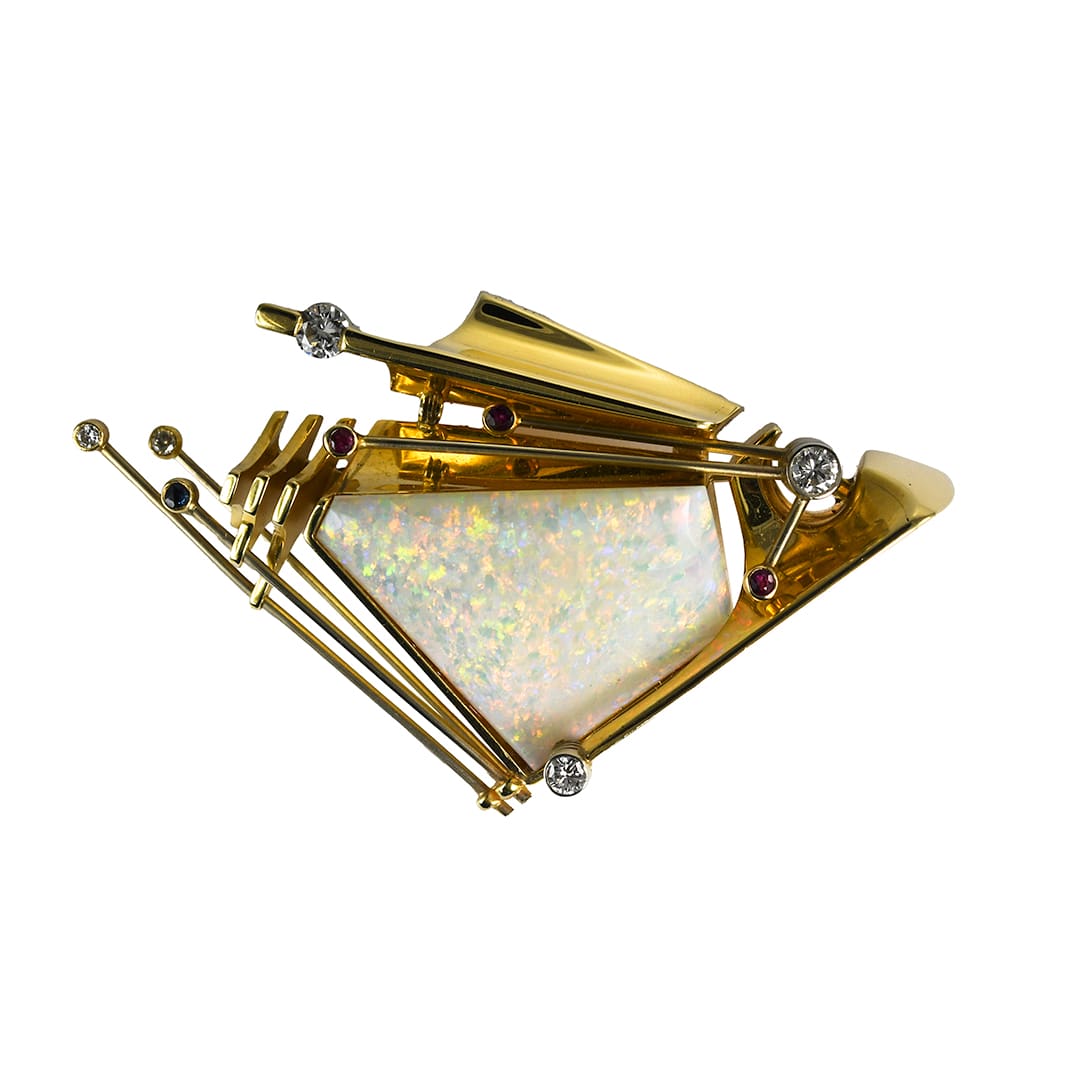 Vintage Opal and Diamond Brooch