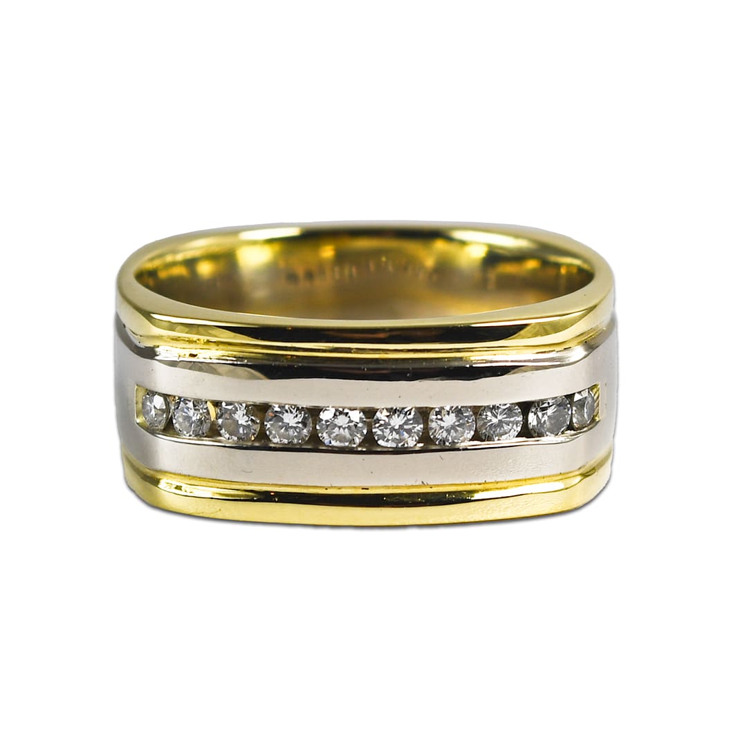 Two-Tone Gold Diamond Wedding Band