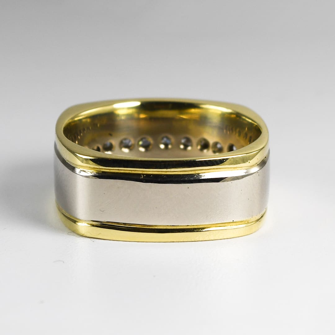 18K & 14K Two-Tone Gold Diamond Wedding Band 0.25ct - Image 6