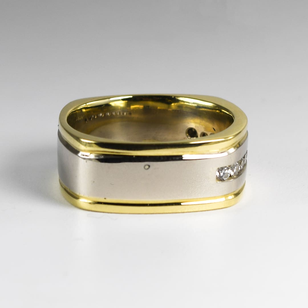 18K & 14K Two-Tone Gold Diamond Wedding Band 0.25ct - Image 7