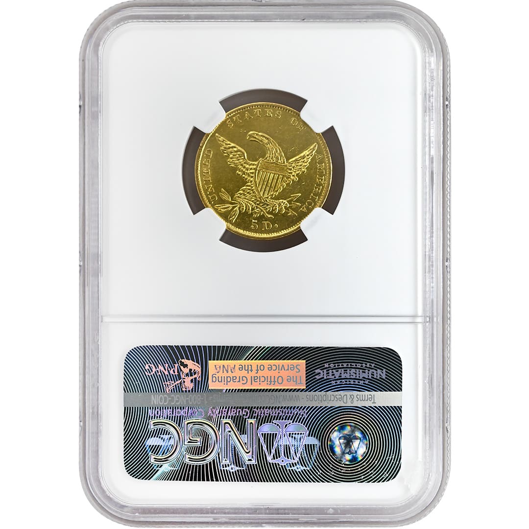 1835 $5 Classic Head, NGC AU58 - Tangible Investments