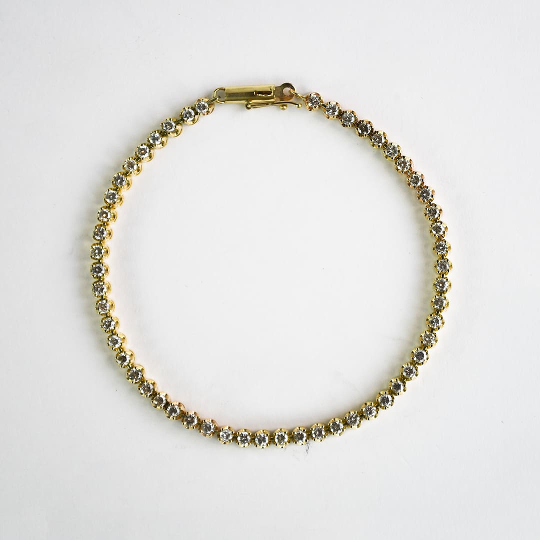 14K Yellow Gold Diamond Tennis Bracelet 1.50ct - Image 2