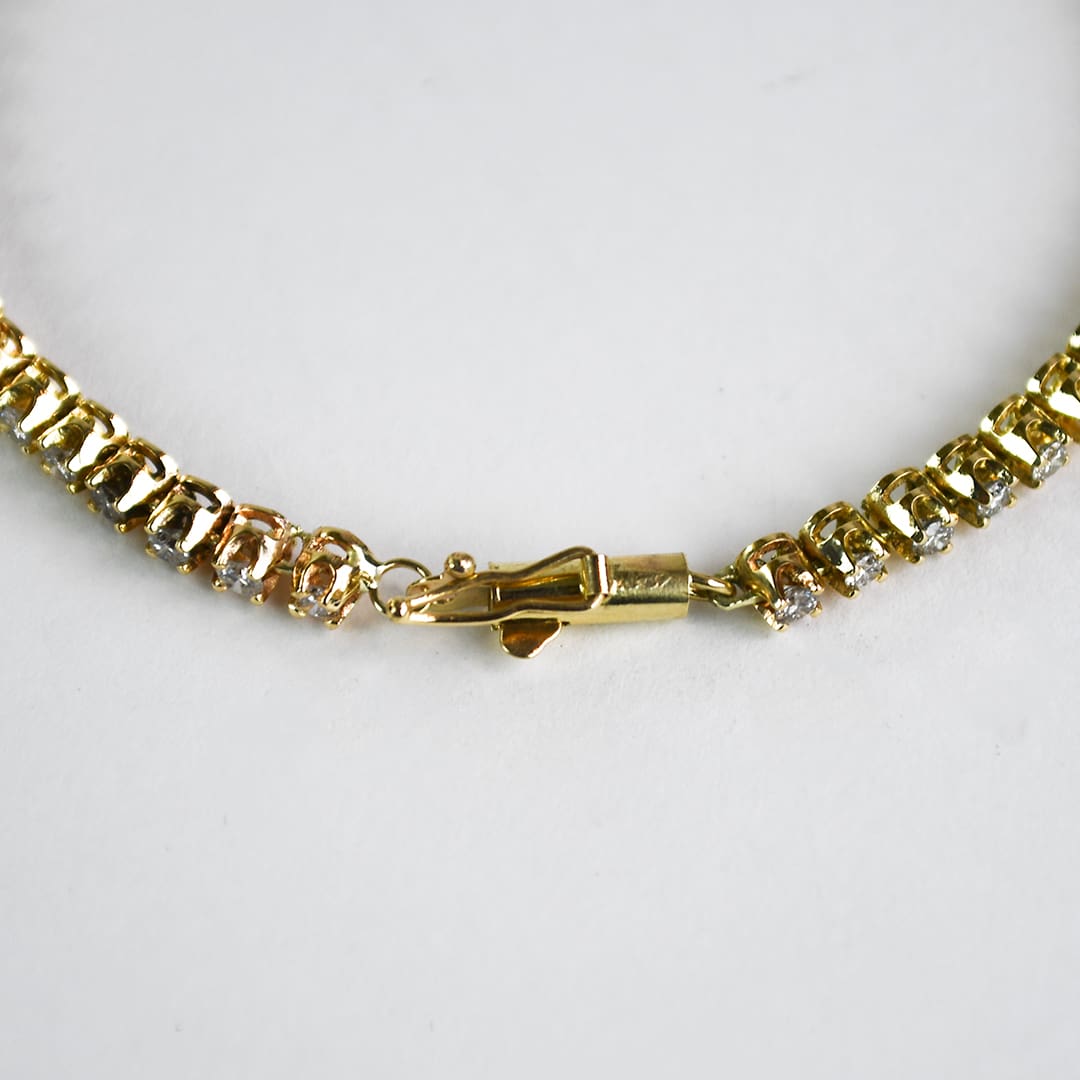 14K Yellow Gold Diamond Tennis Bracelet 1.50ct - Image 3