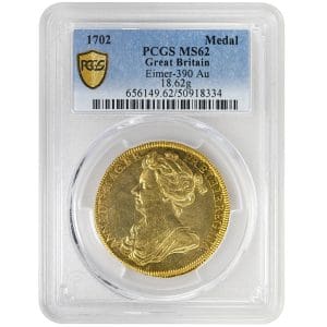 1702 Great Britain Anne Coronation Gold Medal Medal Eimer-390