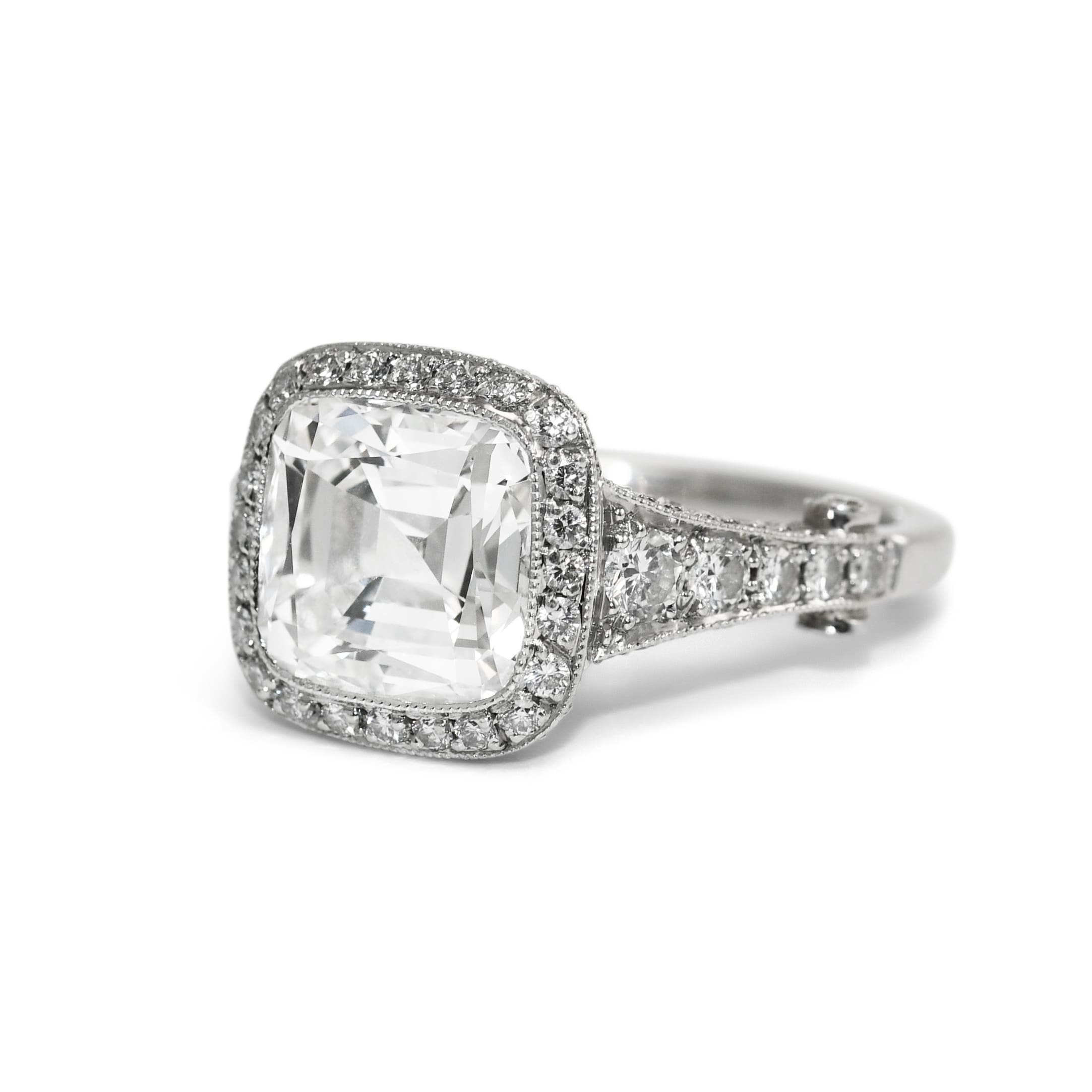 Tiffany Co D/IF Cushion Cut Diamond Ring,