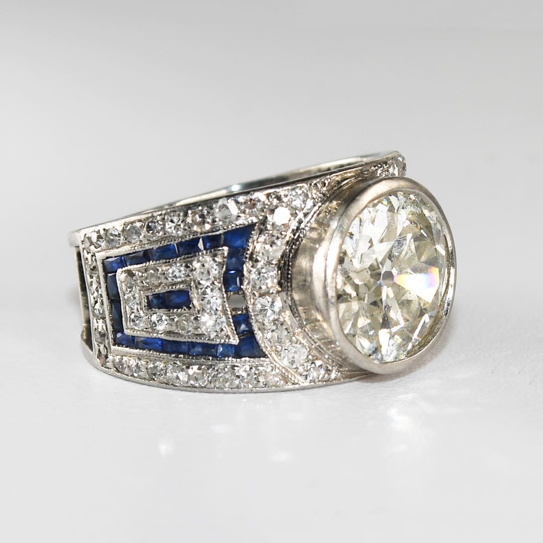 Platinum Art Deco Old Euro Cut Diamond Ring 2.75ct - Image 2