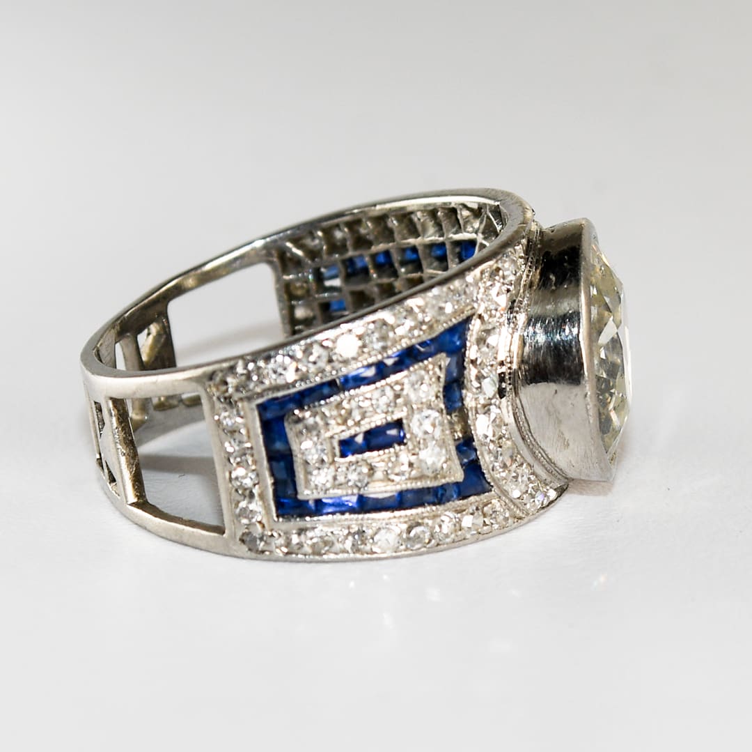 Platinum Art Deco Old Euro Cut Diamond Ring 2.75ct - Image 3