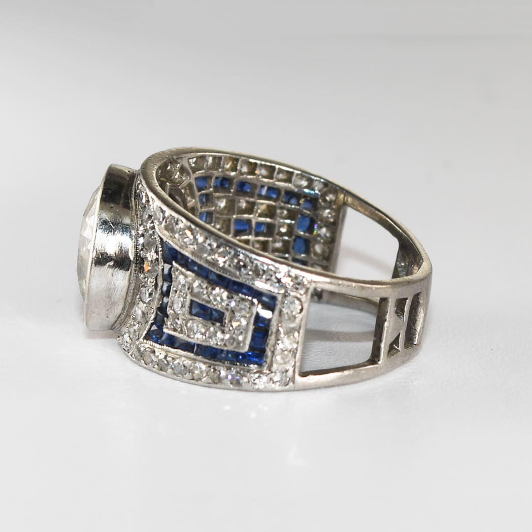 Platinum Art Deco Old Euro Cut Diamond Ring 2.75ct - Image 5