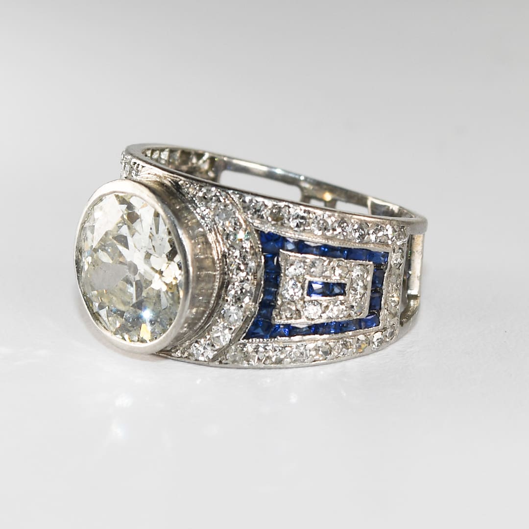 Platinum Art Deco Old Euro Cut Diamond Ring 2.75ct - Image 6