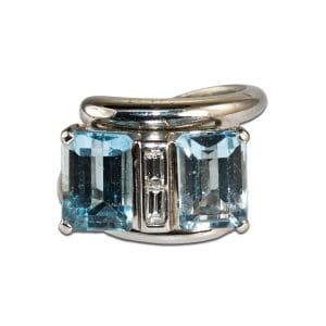 Vintage Aquamarine and Diamond Ring