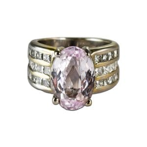 Kunzite and Diamond Ring