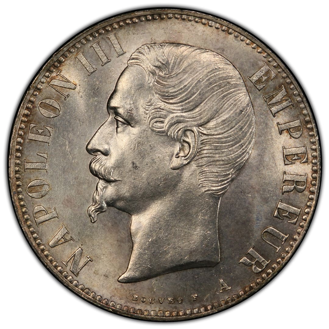 1855-A 5 Fr PCGS MS64, FRANCE Main-ancre Tete nue, foreign coin