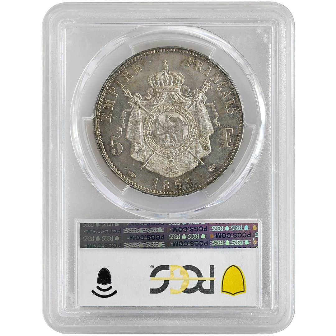 1855-A 5 Fr PCGS MS64, FRANCE Main-ancre Tete nue, foreign coin