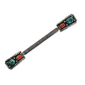 Antique Sterling Silver Turquoise Coral Watch Band