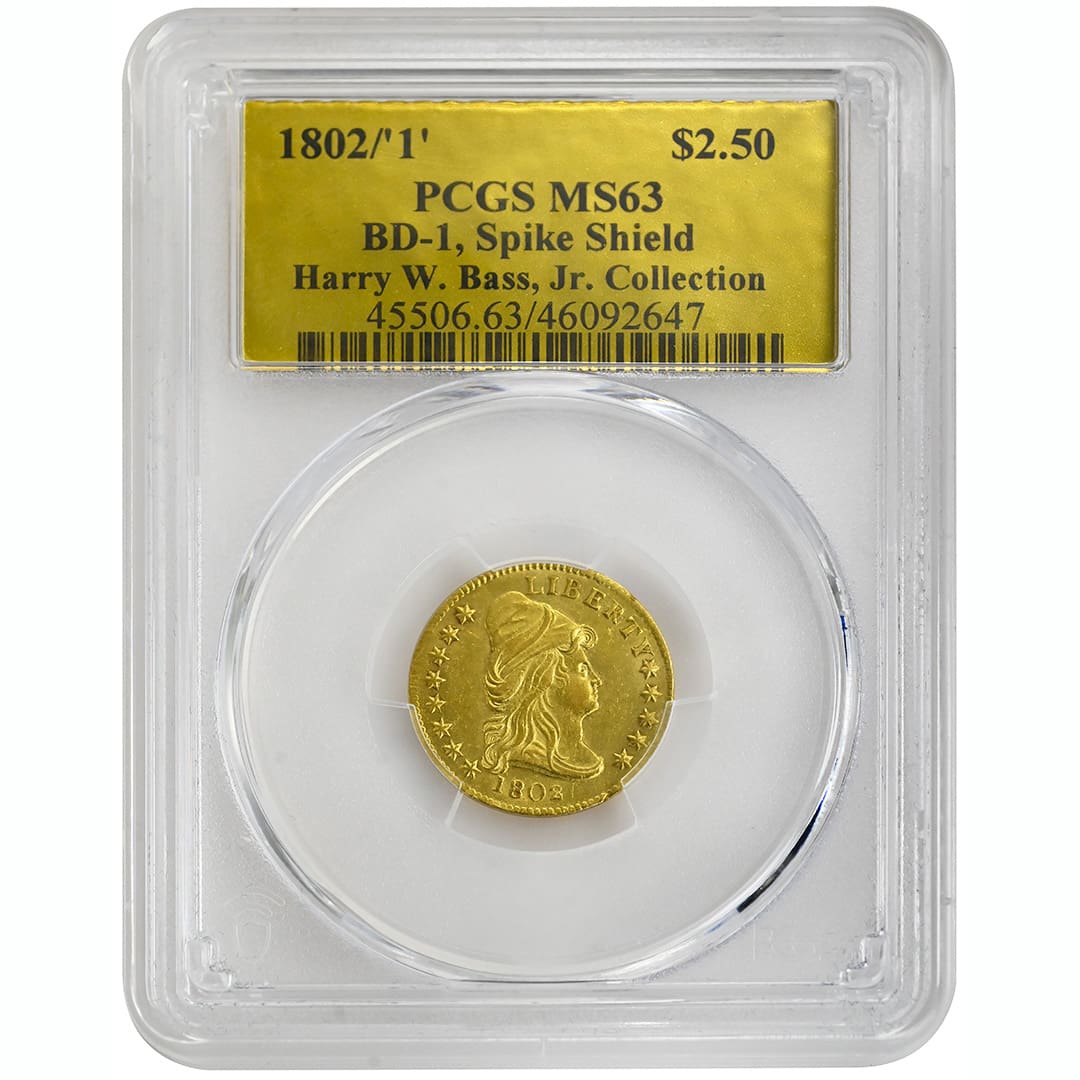 1802/1 $2.50 Draped Bust Rare Coin, PCGS MS6