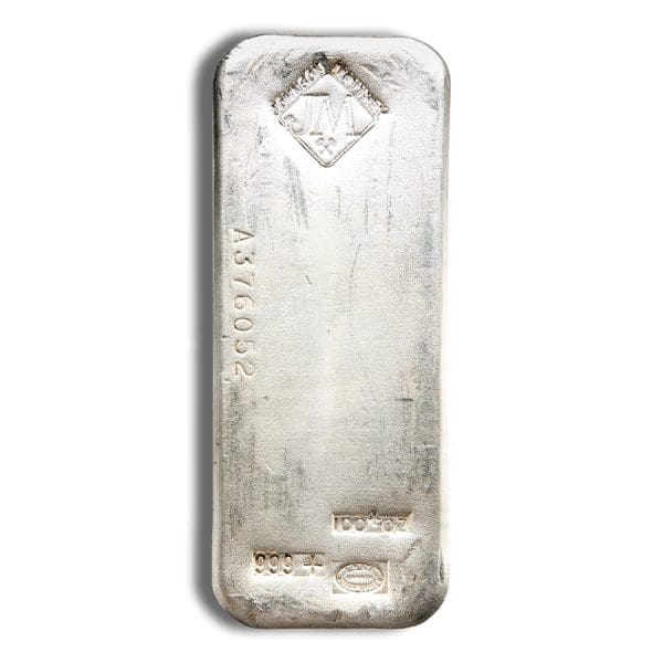 100 oz Silver Bar – Johnson Matthey – JM