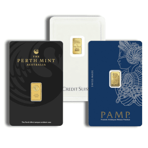 1 gram Gold Bar – Brand Varies (Carded)