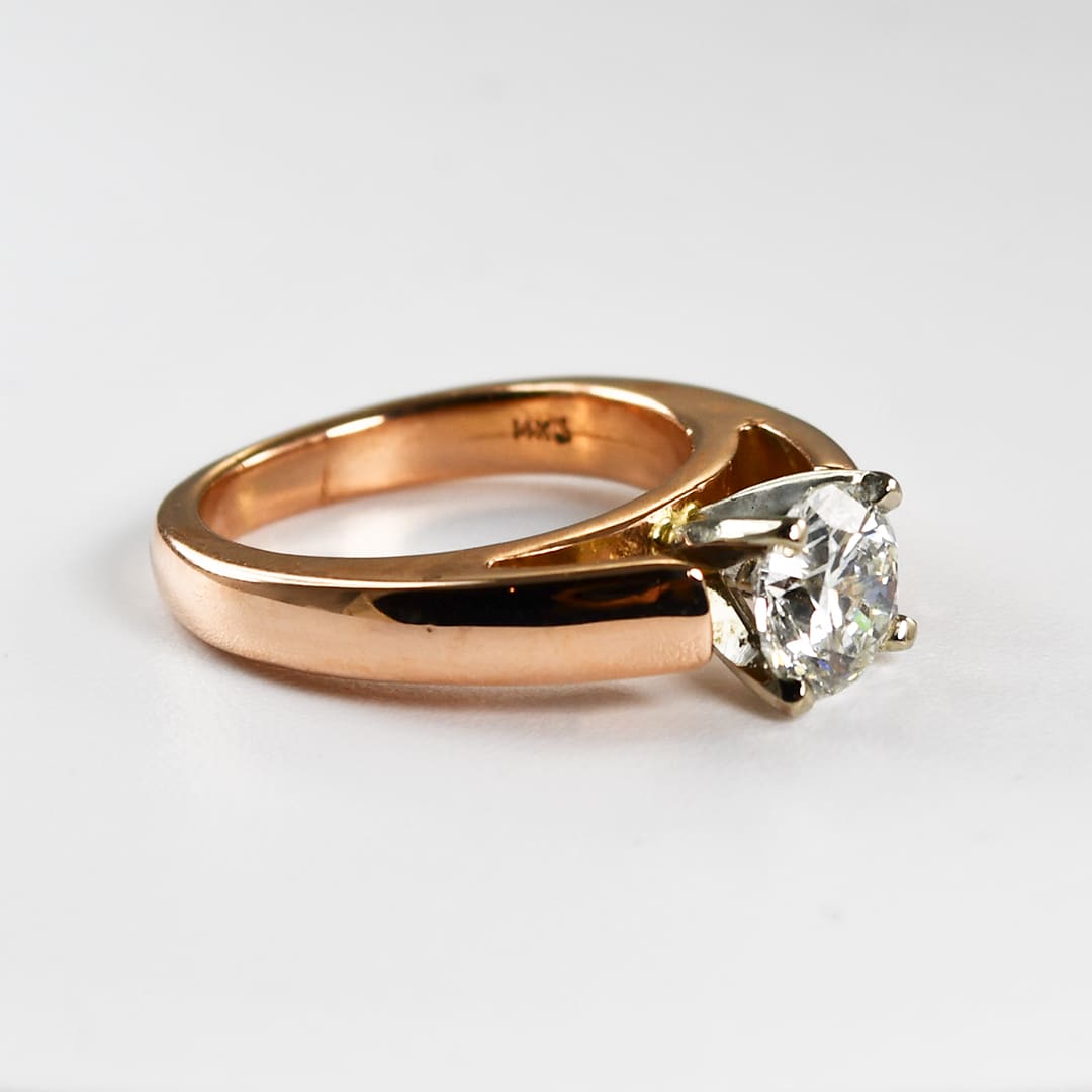 14K Rose Gold DIamond Solitaire Engagement Ring 1.03ct - Image 2