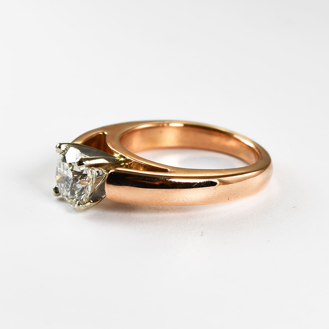 14K Rose Gold DIamond Solitaire Engagement Ring 1.03ct - Image 4