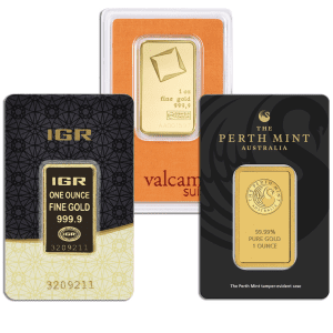 1 oz Gold Bar - Brand Varies .9999 (Carded)