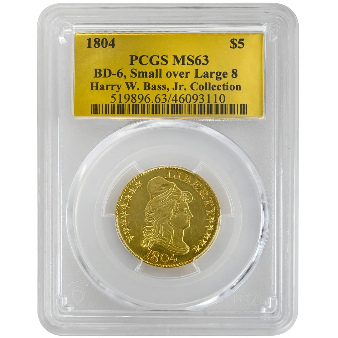 1804 $5 Draped Bust Rare Coin, PCGS MS63