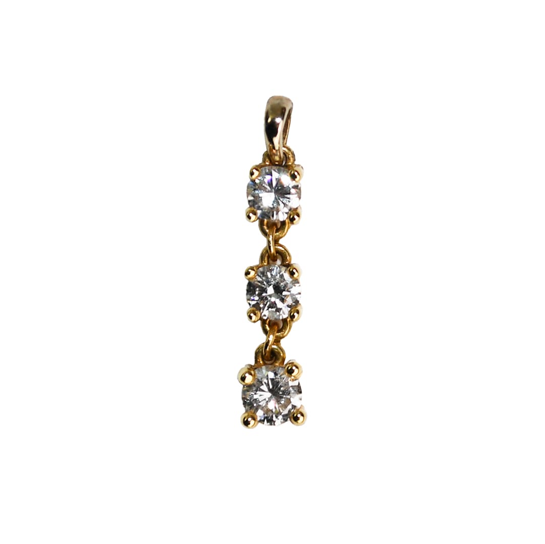 Three-Stone Diamond Pendant in 14K Yellow Gold