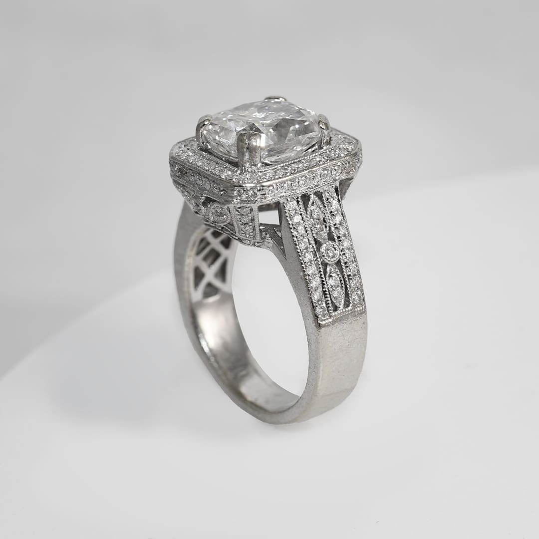 14K White Gold 3.63ct Radiant Cut Diamond Ring, 9.5gr