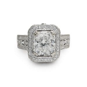 14K White Gold 3.63ct Radiant Cut Diamond Ring, 9.5gr