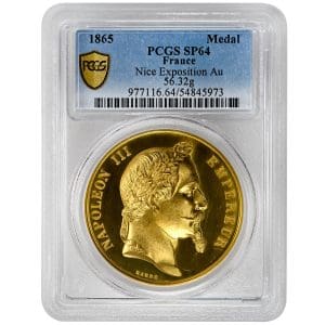 1865 Napolean III Empereur French Gold Medal PCGS SP64