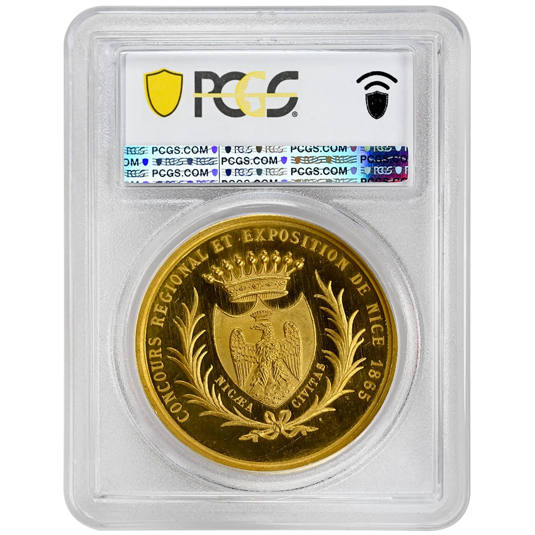 1865 Napolean III Empereur French Gold Medal PCGS SP64