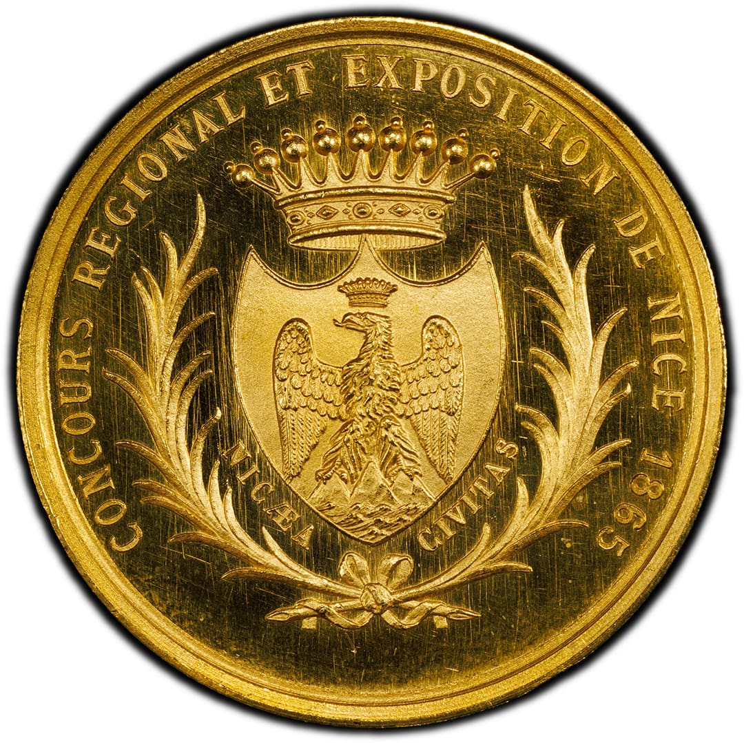 1865 Napolean III Empereur French Gold Medal PCGS SP64
