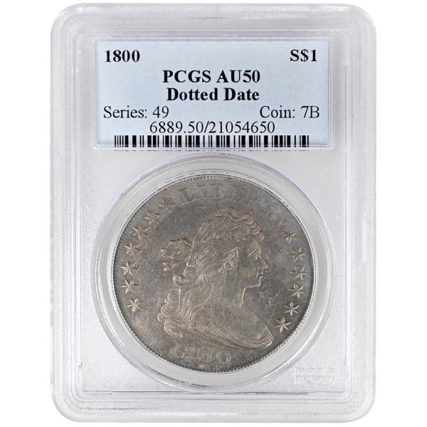 1800 $1 Draped Bust Dollar, PCGS AU50 Dotted Date