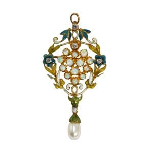 Opal and Diamond Pendant